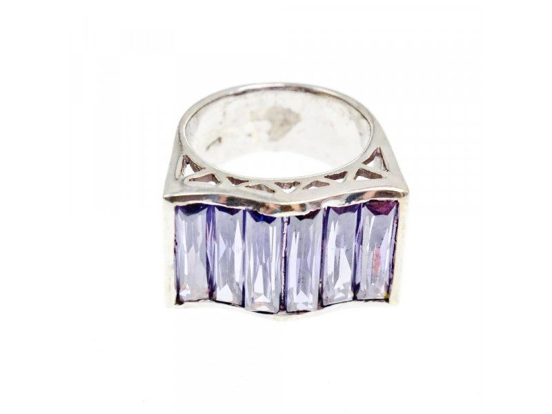 925 Sterling Silver Purple Tourmaline Ring Size 6