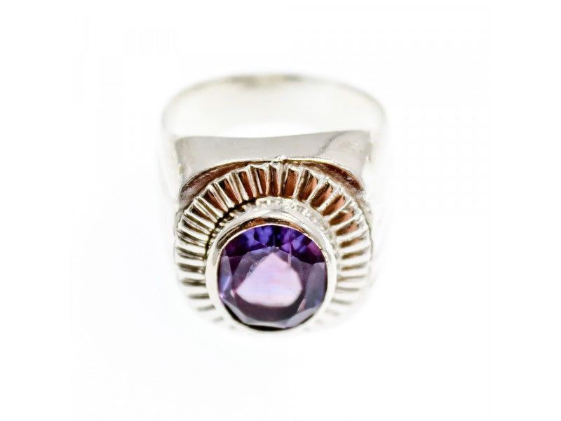 Vintage 925 Sterling Silver Amethyst Ring Size 8
