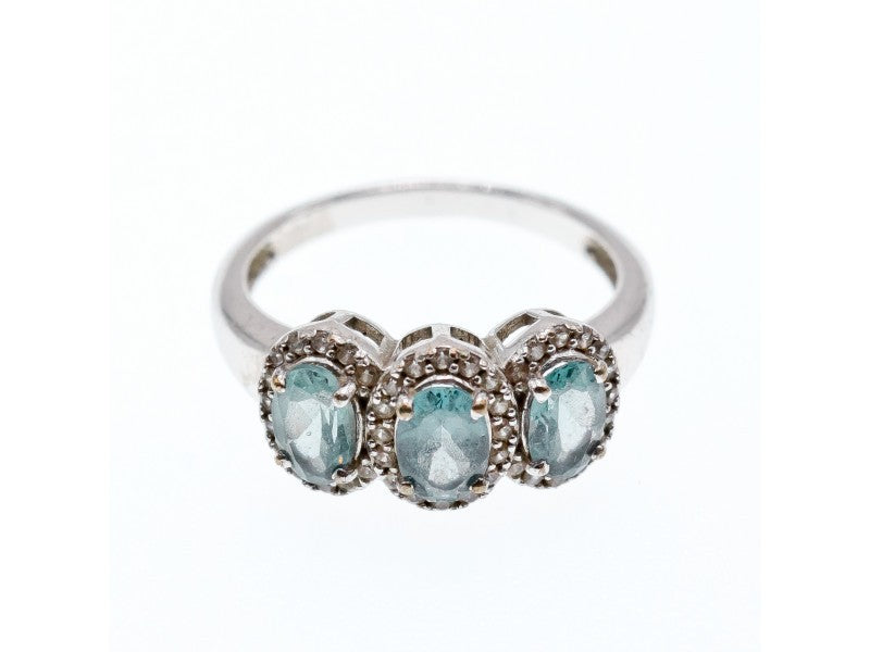 925 Sterling Silver Tourmaline & Quartz Ring Size 7