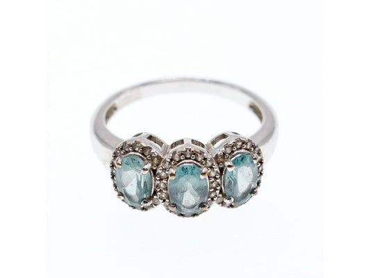 925 Sterling Silver Tourmaline & Quartz Ring Size 7
