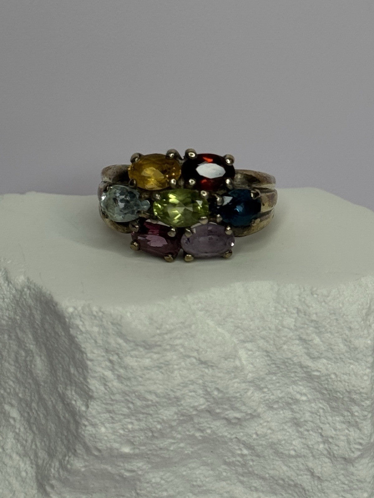 925 Sterling Silver Multicolor Spinel Ring Size 6