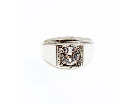 Men's 925 Sterling Silver White Beryl Ring Size 10.5