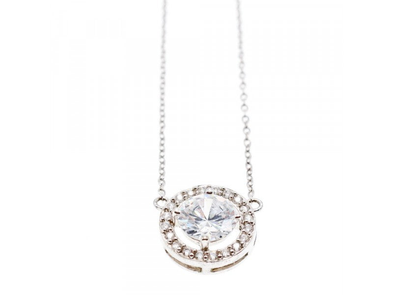 925 Sterling Silver CZ Pendant Necklace