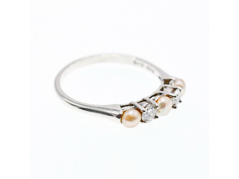 925 Sterling Silver Pearls & CZ Ring Size 10.5