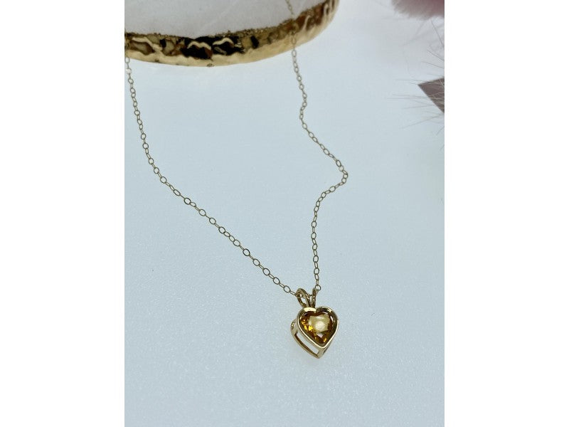 14K Yellow Gold Heliodor Heart Chain With Pendant