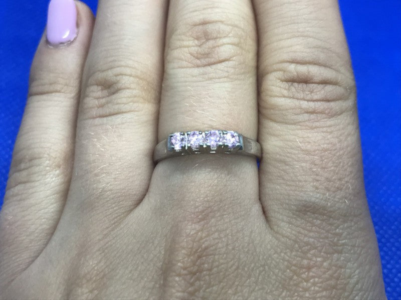 925 Sterling Silver Pink Quartz Ring Size 8
