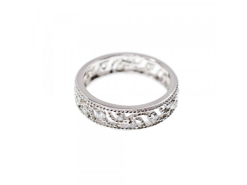 925 Sterling Silver CZ Band Ring Size 5.5; 6.5