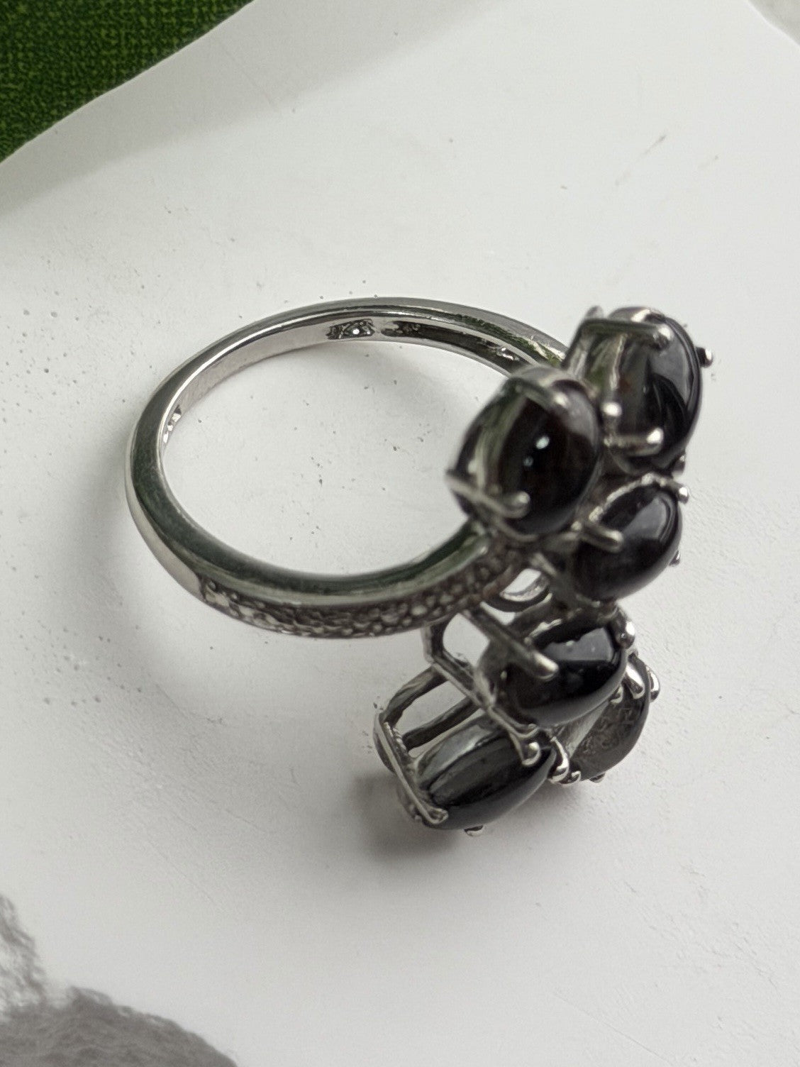 925 Sterling Silver Black Star Sapphire Ring Size 7