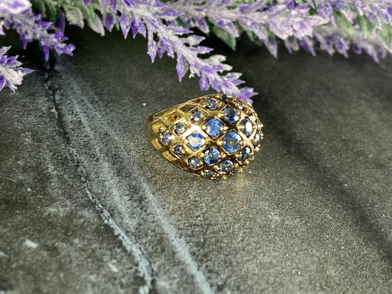 925 Sterling Silver Gold Plated Tanzanite Ring Size 5.5