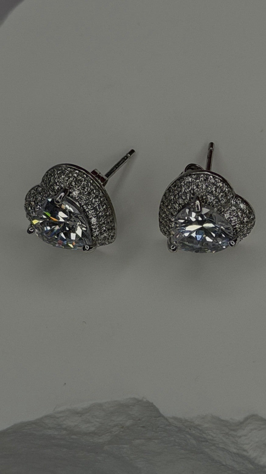 925 Sterling Silver Moissanite Heart Stud Earrings