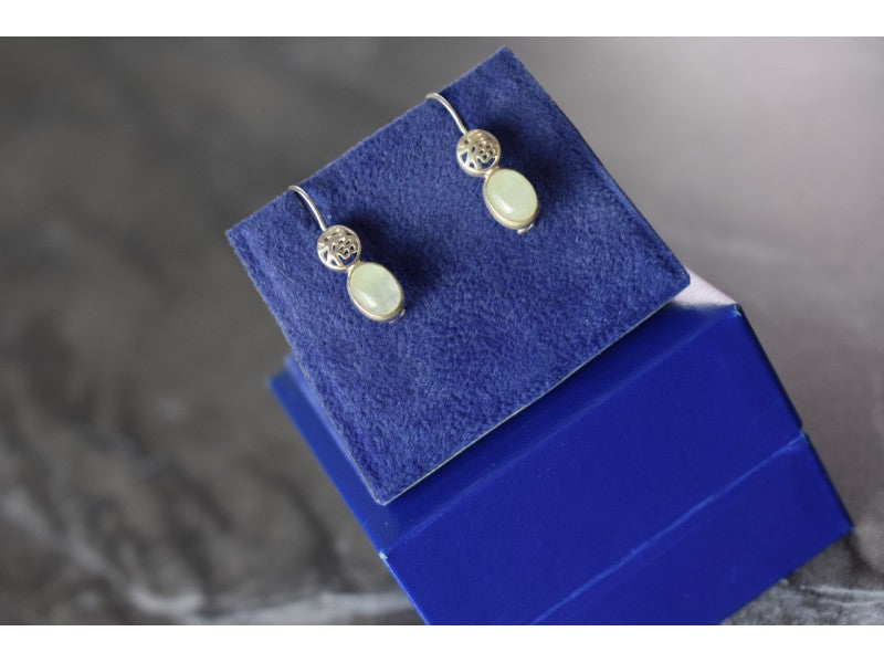 925 Sterling Silver White Jadeite Earrings