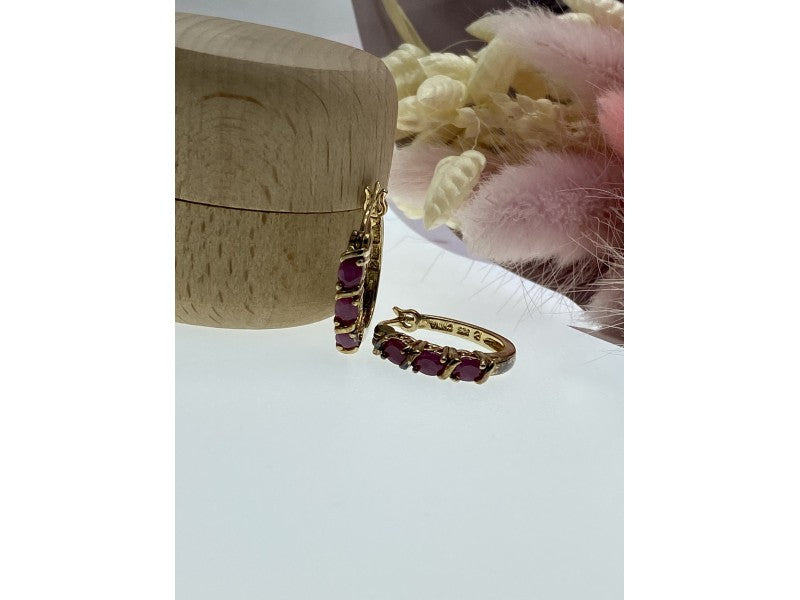 925 Sterling Silver Gold Plated Pink Spinel Earrings