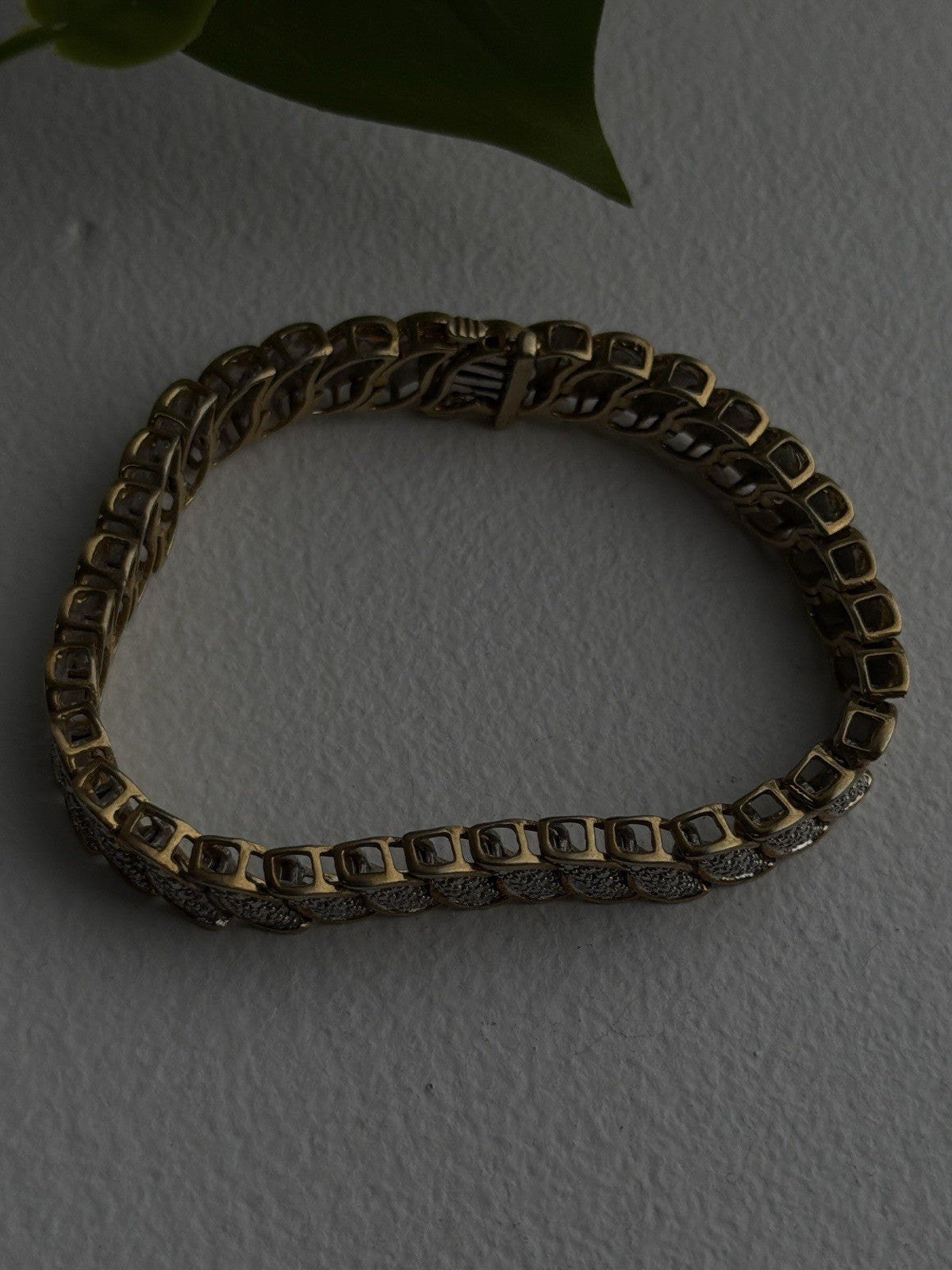 925 Sterling Silver Gold Tone Diamond Tennis Bracelet 7