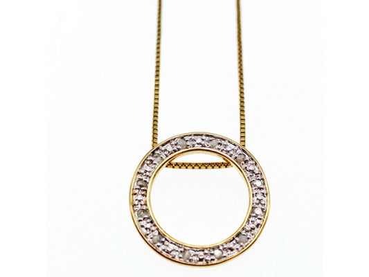 925 Sterling Silver Gold Plated White Sapphire Necklace Italy