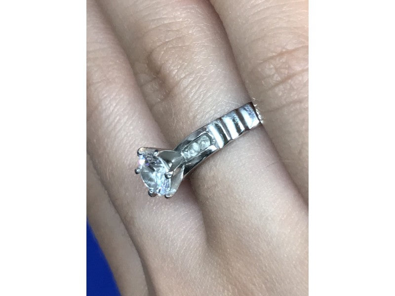 Engagement Ring with 10K white gold plated Size 6.5