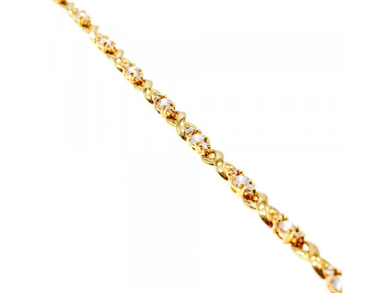 925 Sterling Silver Gold Plated CZ Bracelet Size 7 IN