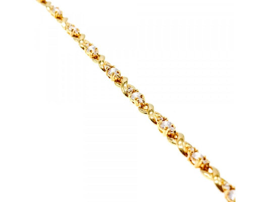 925 Sterling Silver Gold Plated CZ Bracelet Size 7 IN