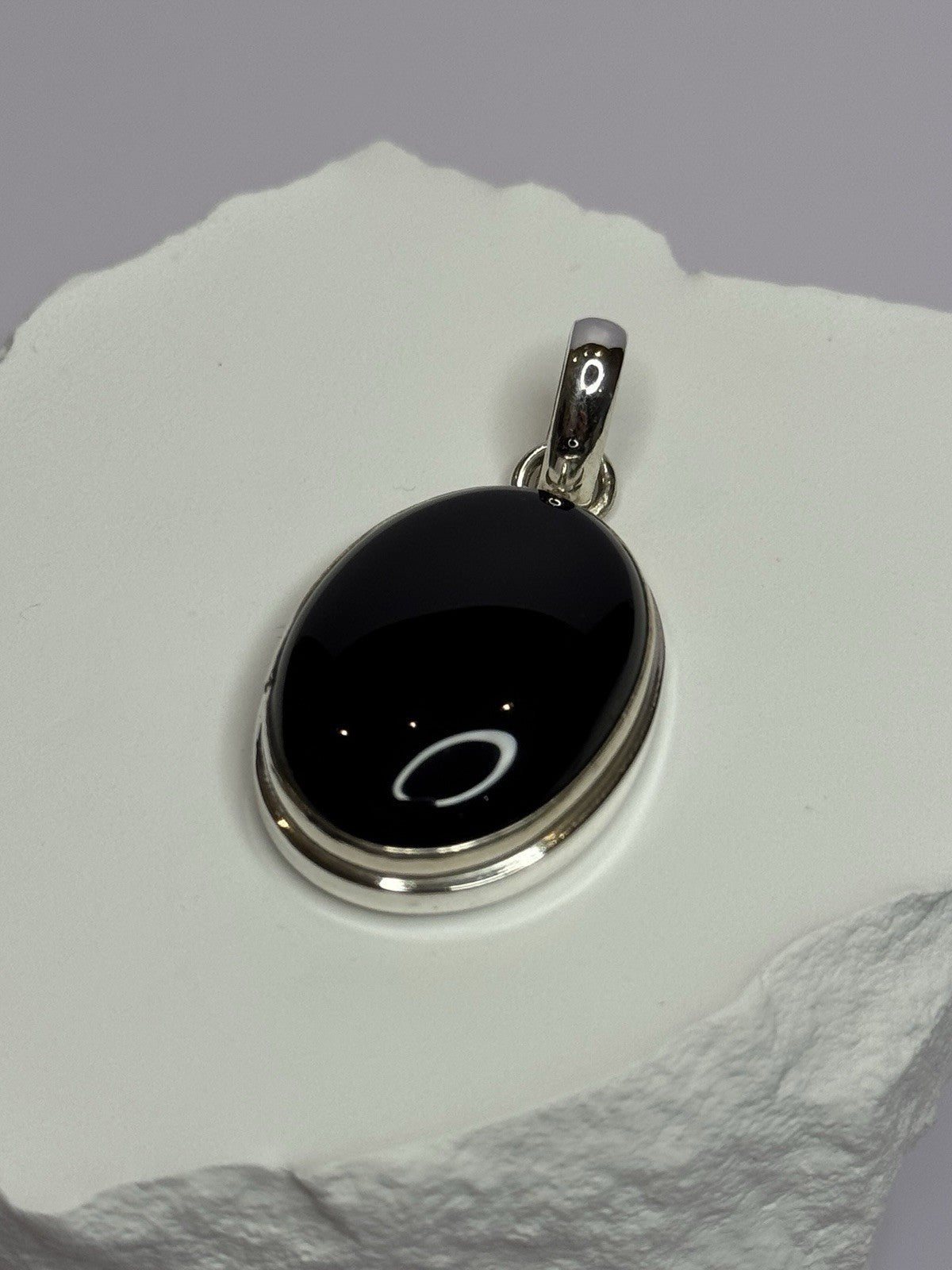 925 Sterling Silver Black Onyx Pendant Length 1.7 Inch