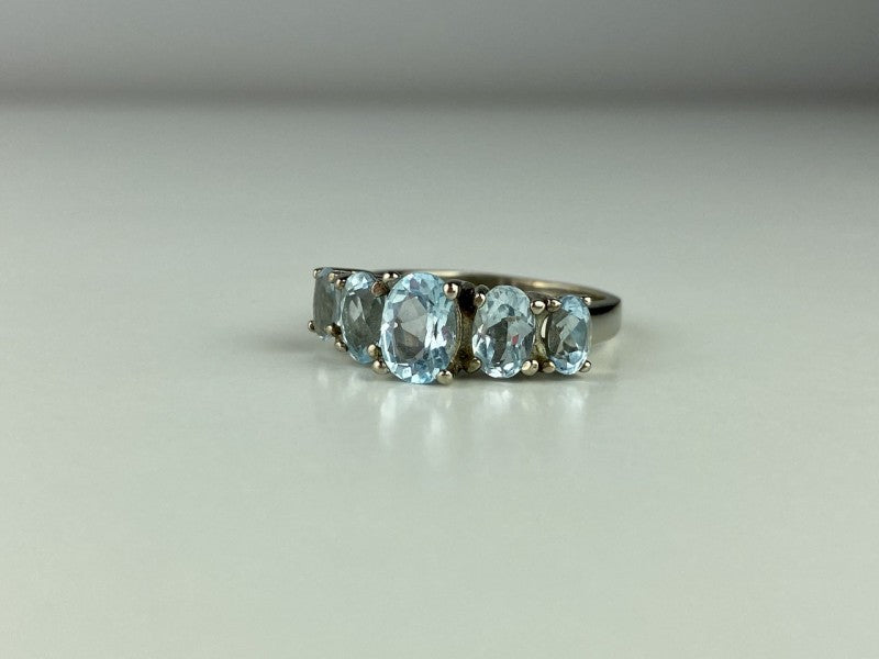 925 Sterling Silver Blue Spinel Ring Size 6.5