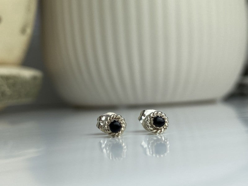 925 Sterling Silver Agate Stud Earrings