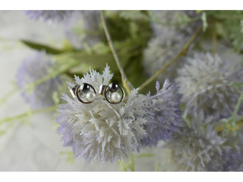 10K White Gold Pearls Earrings Italy