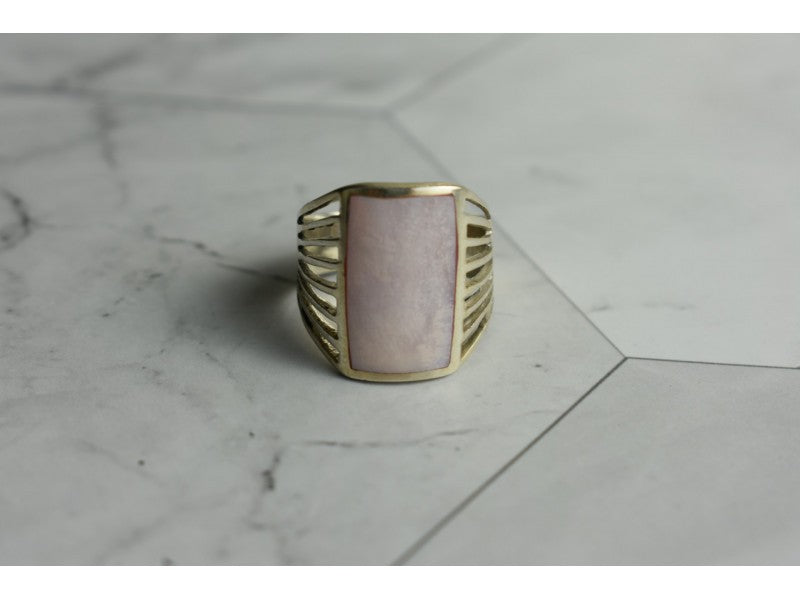 925 Sterling Silver Pink Mother OF Pearl Ring Size 8