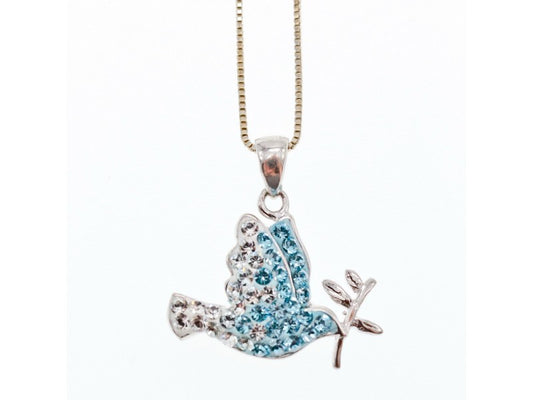 925 Sterling Silver CZ "Bird" Chain With Pendant Italy
