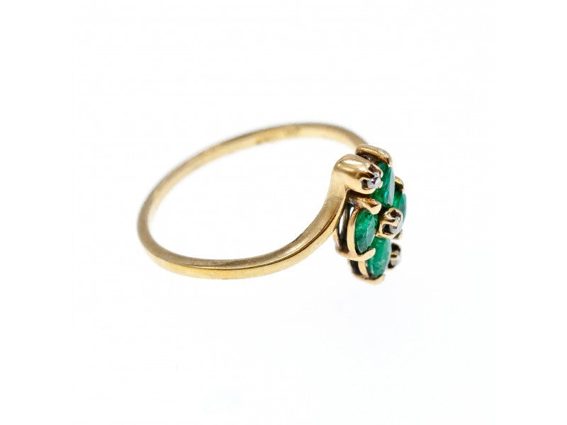 10K Yellow Gold Emerald & Diamonds Ring Size 6.75
