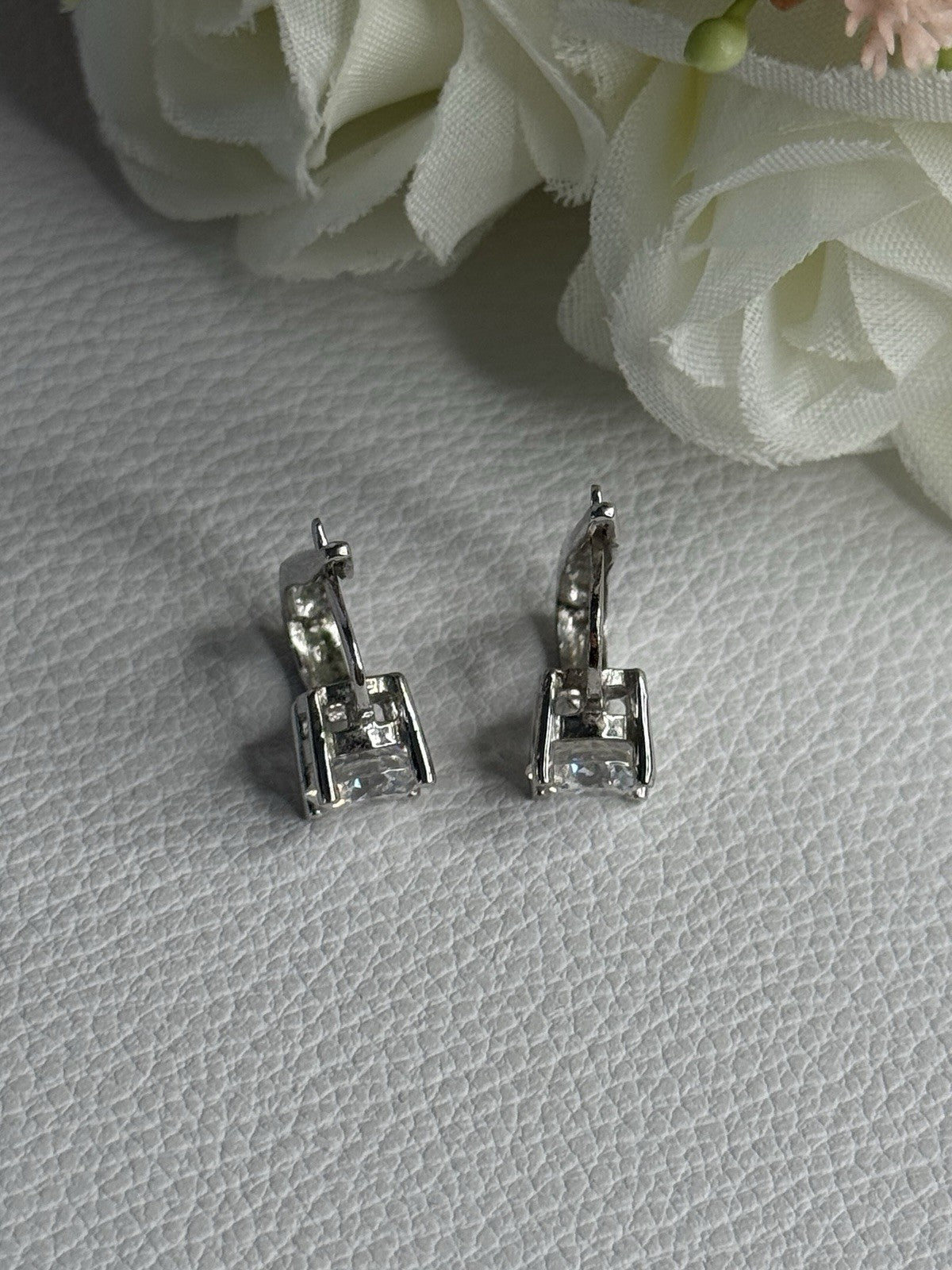 925 Sterling Silver CZ Earrings Length 0.65 Inch