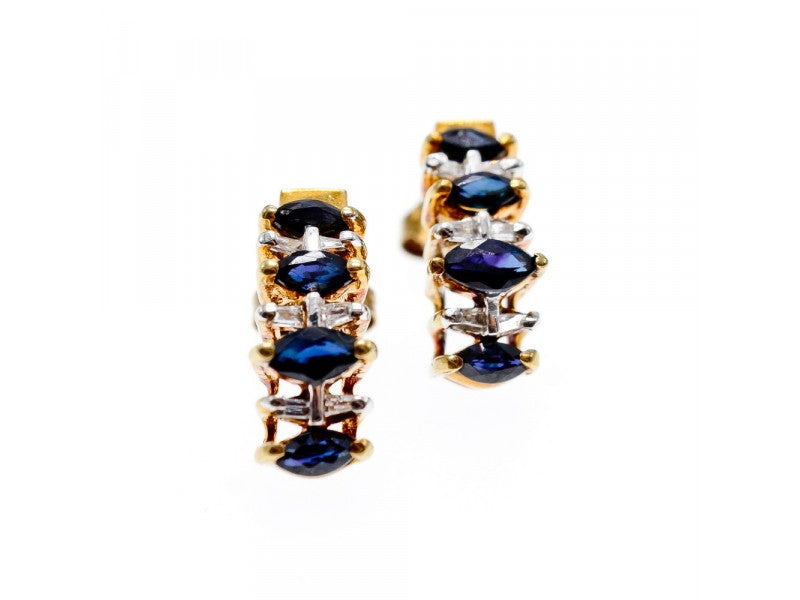 10K Yellow Gold Sapphires Earrings