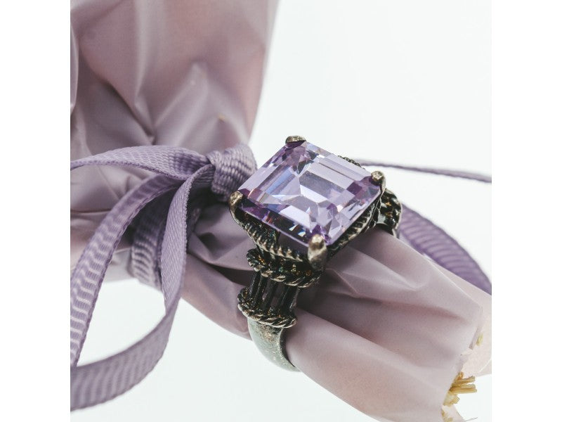 925 Sterling Silver Amethyst Ring Size 6.75