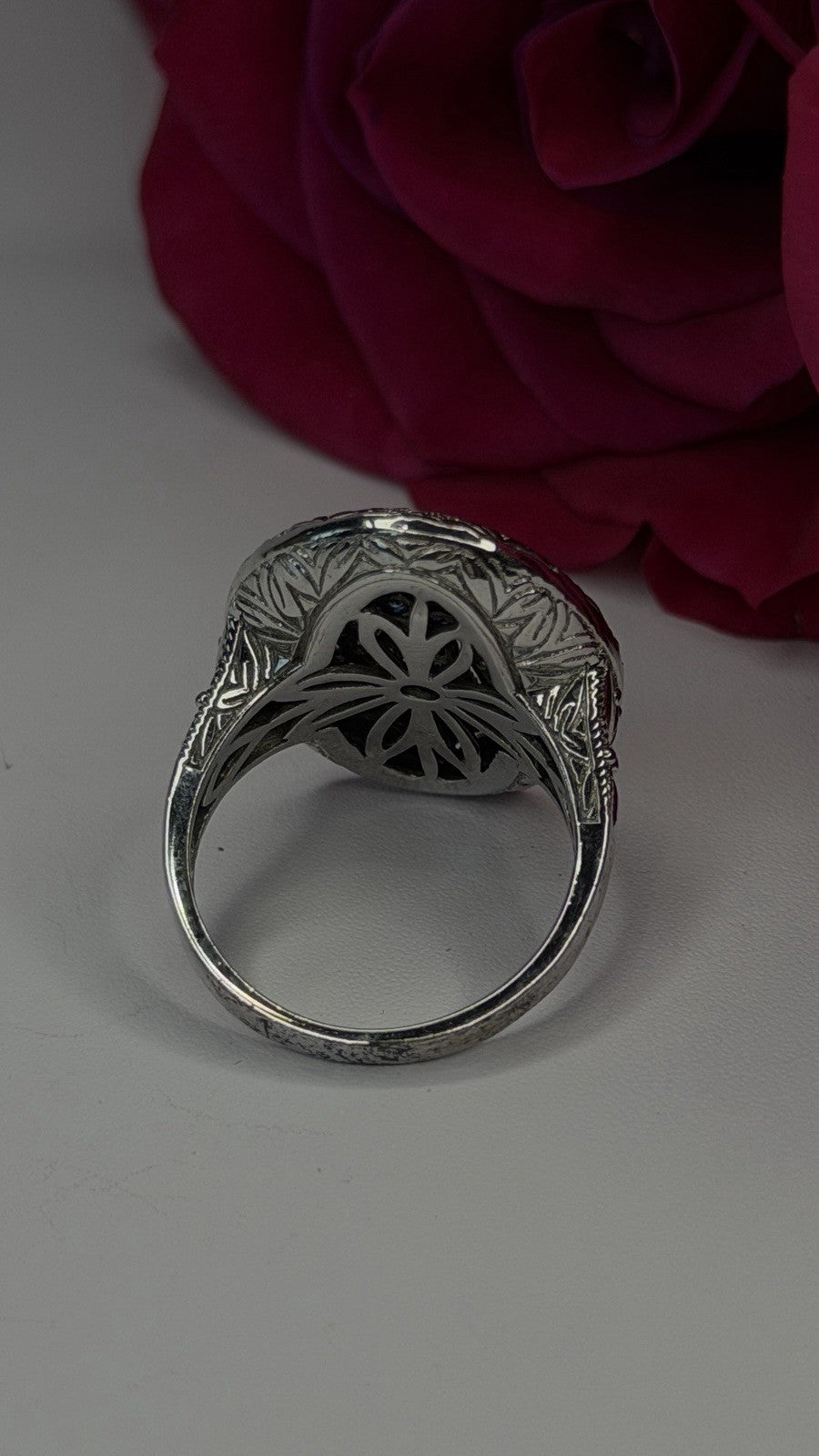 Elegant 925 Sterling Silver Spinel Stones Ring Size 8