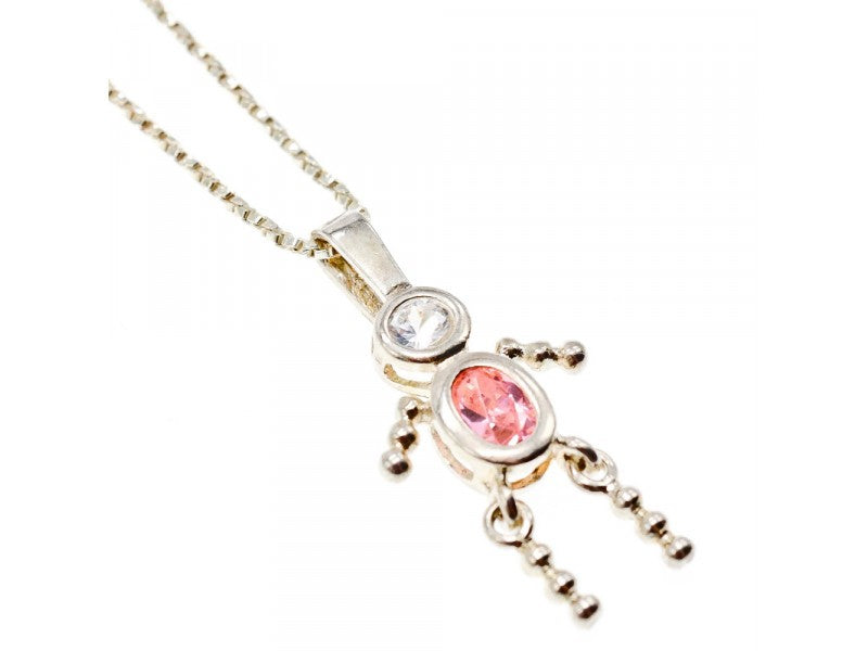 925 Sterling Silver CZ "Funny Man" Chain With Pendant