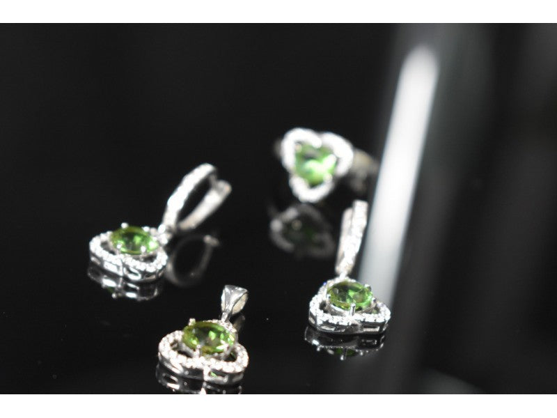 925 Sterling Silver Alpanite & CZ Jewelry SET Turkey