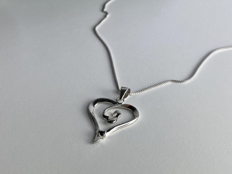 925 Sterling Silver Sapphire "Heart" Chain With Pendant