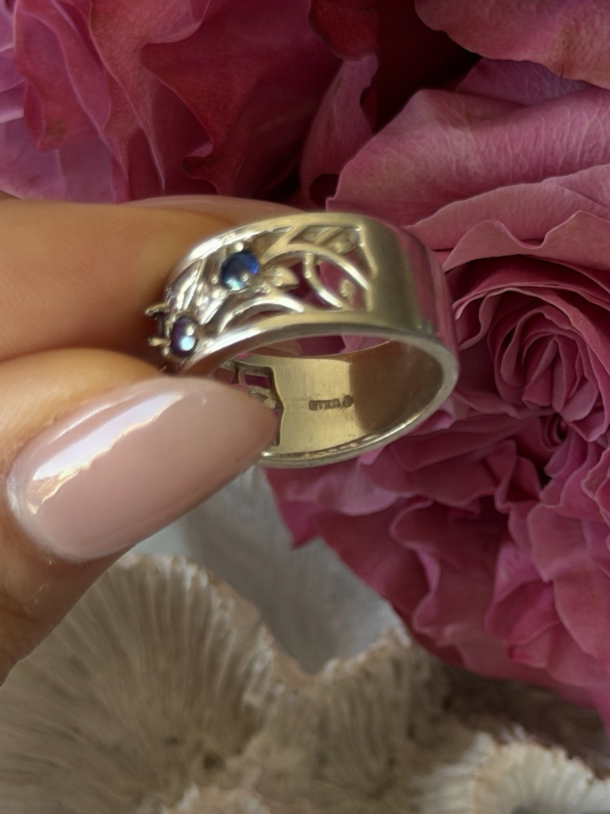 925 Sterling Silver Multi Color Spinel Ring Size 7