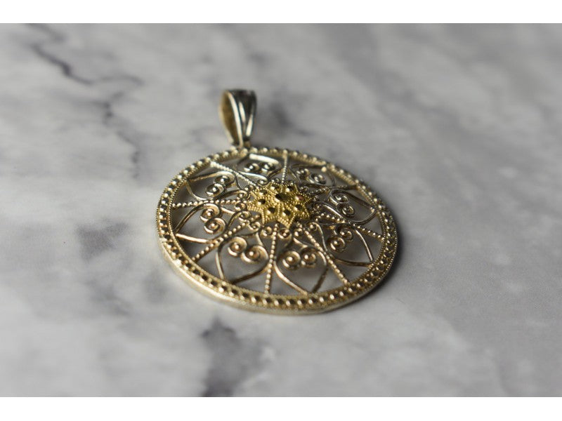 925 Sterling Silver & 14k Yellow Gold Pendant