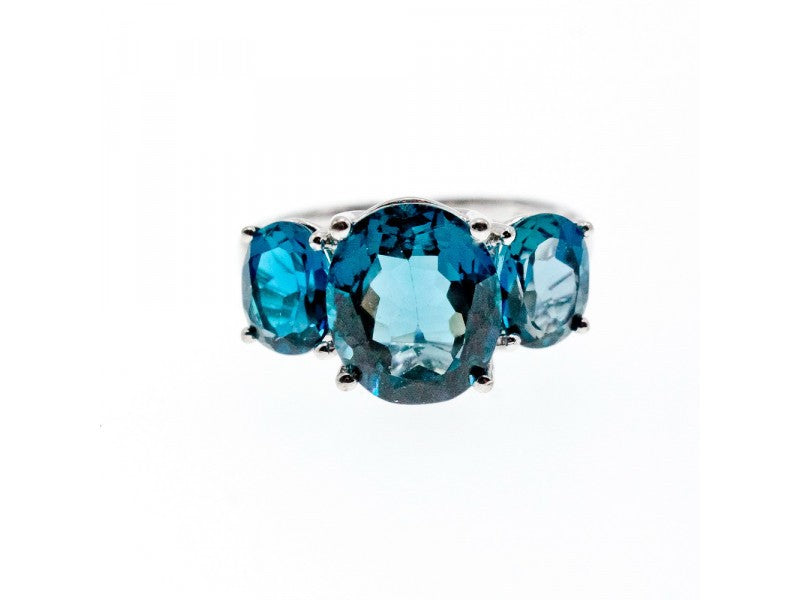 925 Sterling Silver Aquamarine Ring Size 9