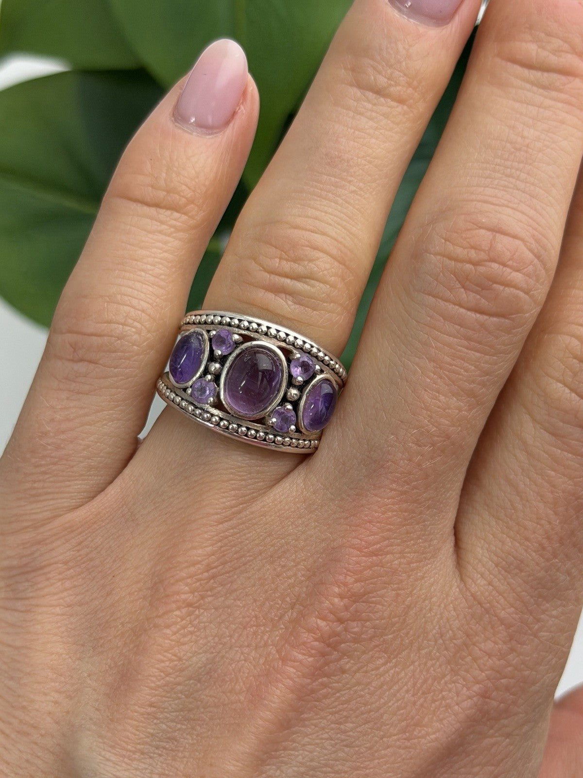 925 Sterling Silver Purple Tourmaline Ring Size 6