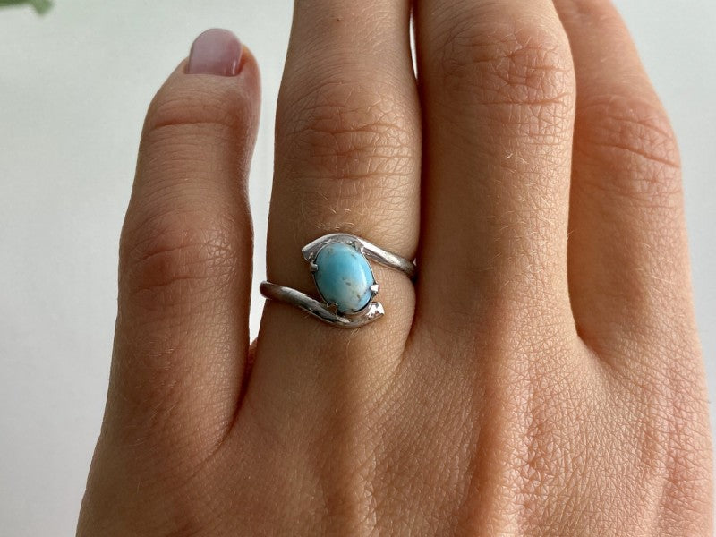 Vintage 925 Sterling Silver Larimar Ring Size 6.5