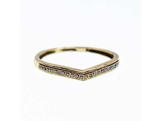 10K Yellow Gold Black Diamonds Ring Size 8