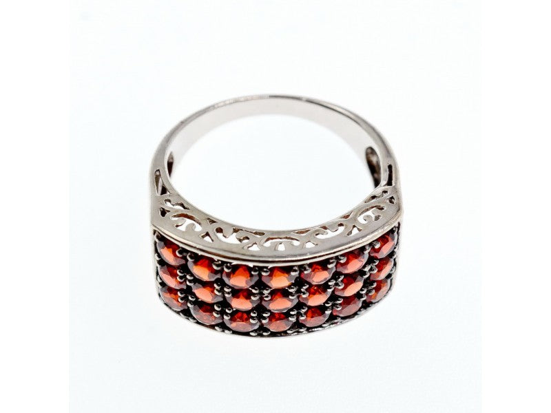 925 Sterling Silver Garnet Ring Size 8.5