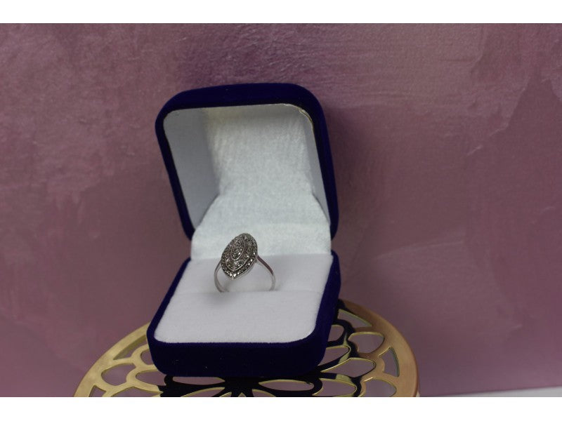 925 Sterling Silver Marcasites Ring Size 6.5