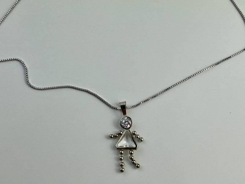925 Sterling Silver CZ "Girl" Chain With Pendant