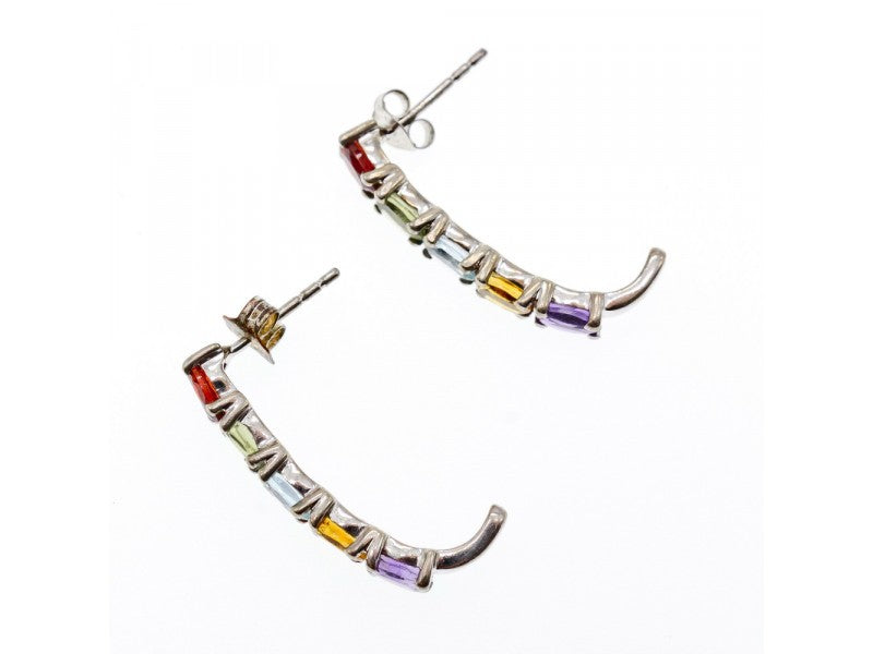 925 Sterling Silver Multi Gemstones Earrings