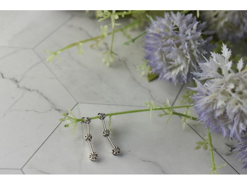 10K White Gold Diamonds Stud Earrings
