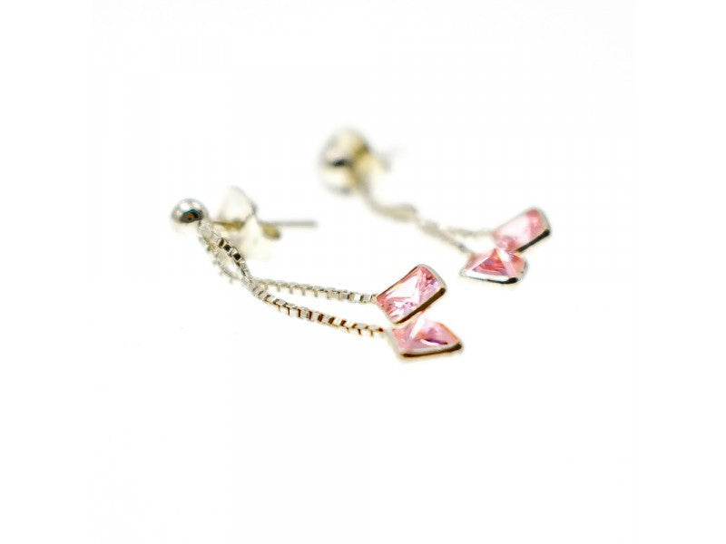 925 Sterling Silver Pink CZ Earrings