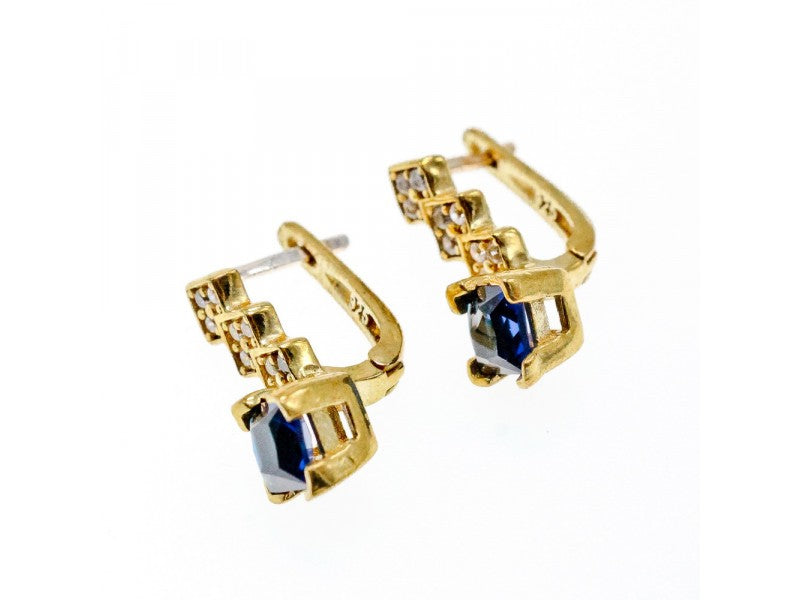 925 Sterling Silver Gold Plated Alpanite & CZ Earrings Turkey