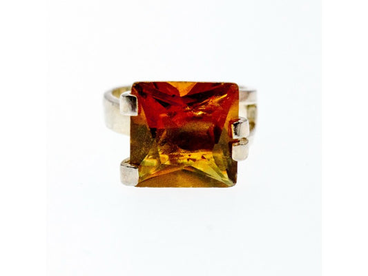 Vintage 925 Sterling Silver Heliodor Ring Size 6.75
