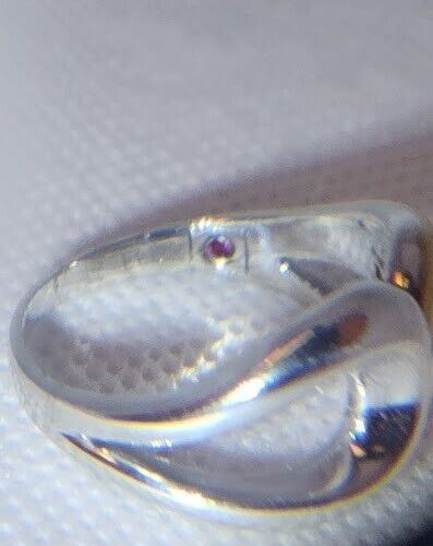 Silver Ring 925 Vintage Elle Accent Red Ruby Inside The Band Size 9